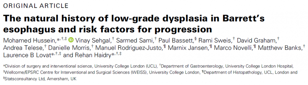 Natural History Low Grade Dysplasia. Hussein et al.2021
