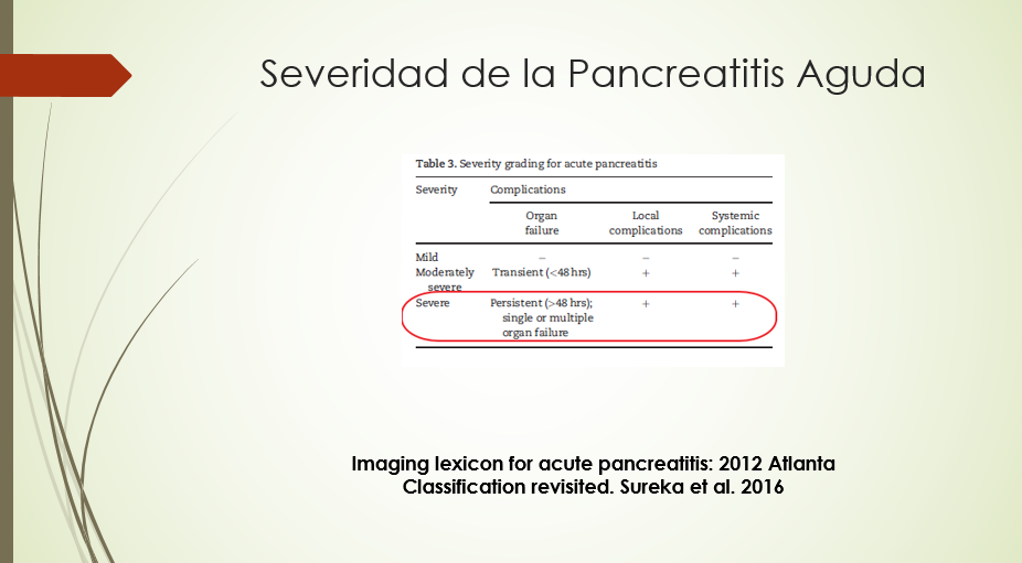Severidad de la Pancreatitis Aguda