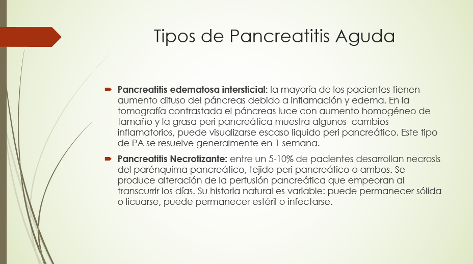 Tipos de Pancreatitis Aguda