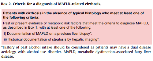 Criterios diagnósticos para Cirrosis asociada a disfunción Hepática Metabólica