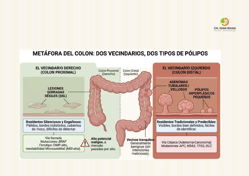 Diferencias entre pólipos de colon derecho y colon izquierdo