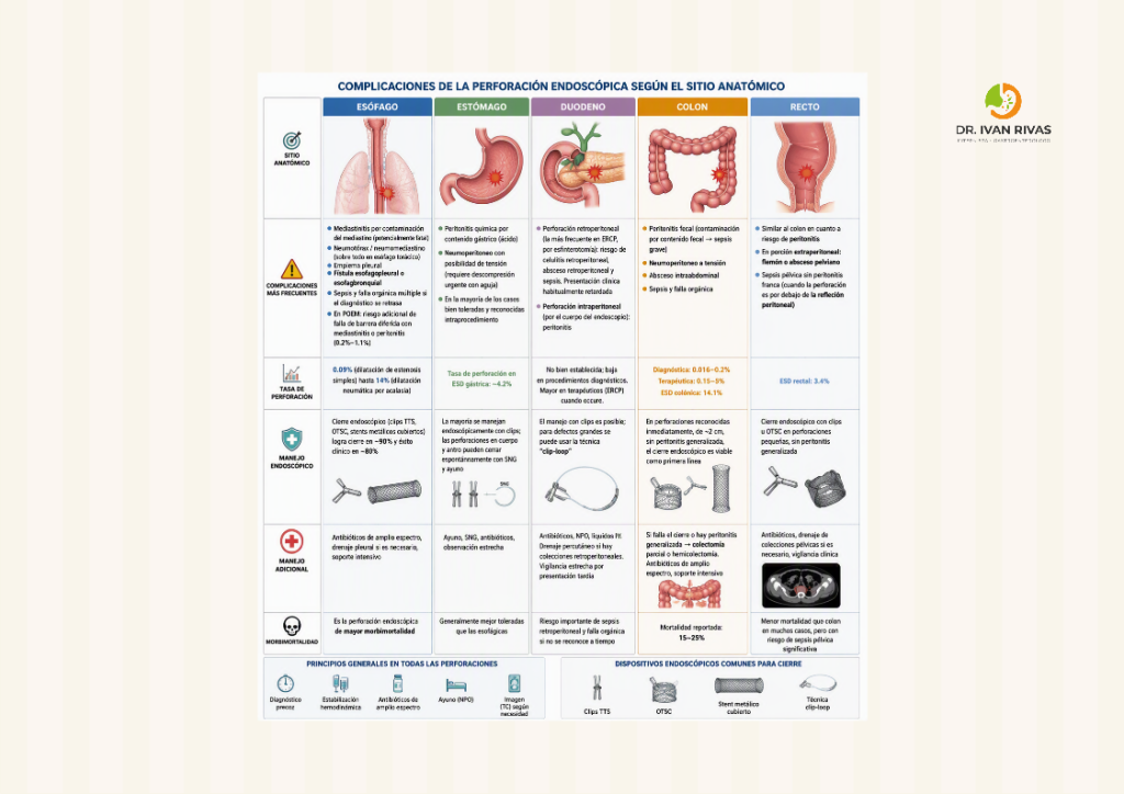 Complicaciones de la perforaciones de acuerdo a su ubicación